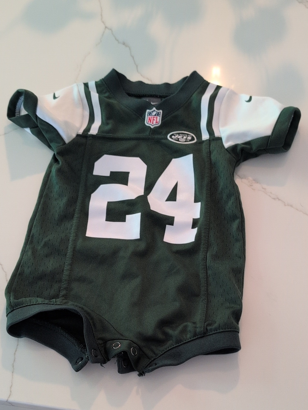 Nike Infant Jets Football Romper Jersey - #24 Revis
